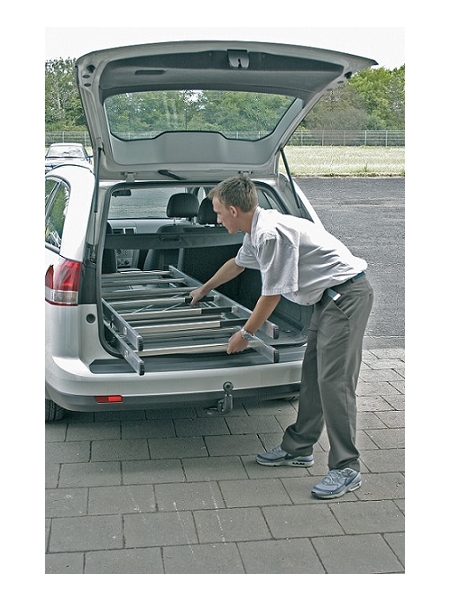 Rusztowanie Krause Corda łatwo mieści się w bagażniku samochodu